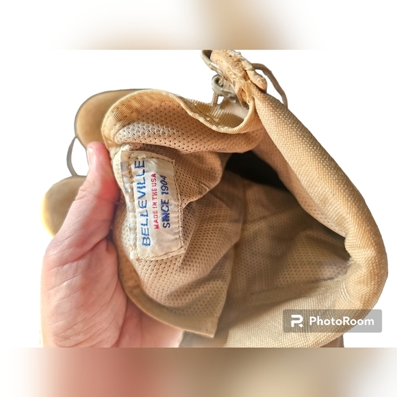 BELLEVILLE Combat Sand Tan Mens 9.5W USA Suede Oil Resistant Steel-Toe Boots - Picture 2 of 6